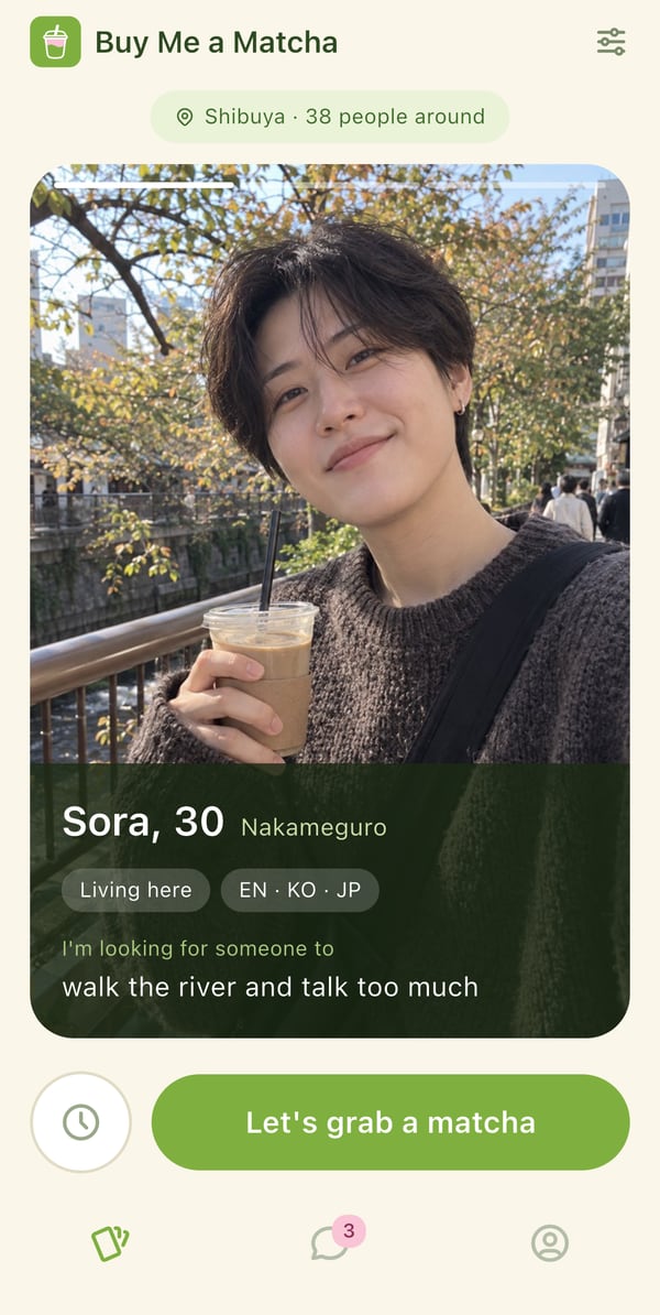 The deck: Sora, 30, Nakameguro, living here, speaks English, Korean and Japanese